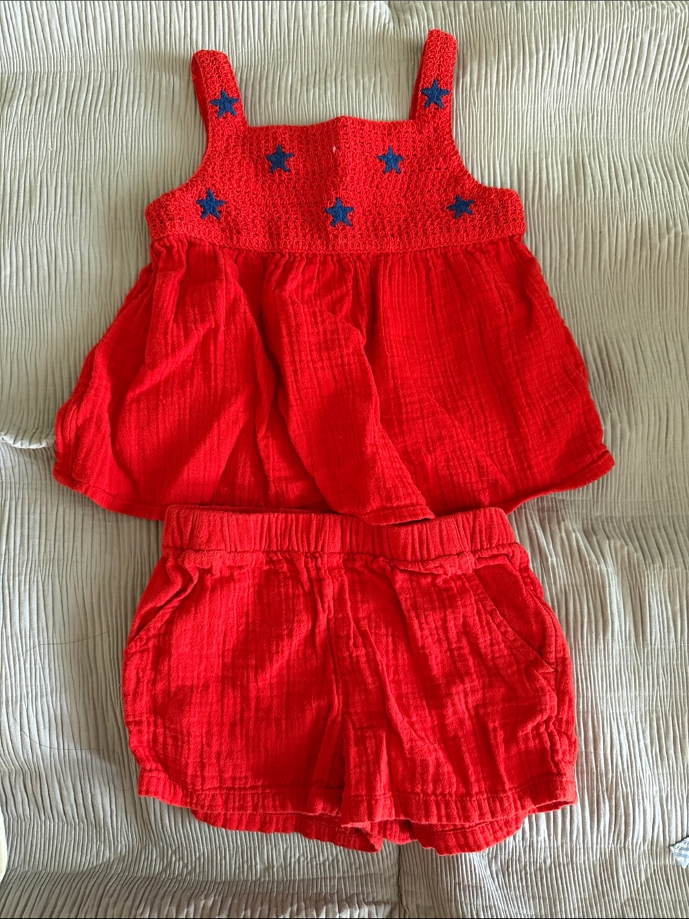 Cat & Jack Red Smocked Star Tank & Shorts Set
